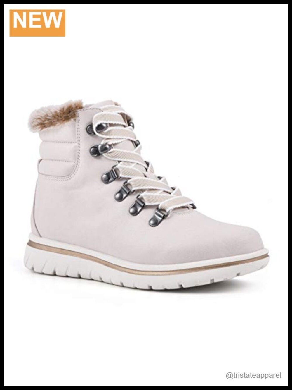 Women's Hiker Bootie Ankle Boots Lace Up Faux Fur Trim Cushioned Insole
